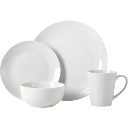 White Coupe Charm Dinner Set 16 Piece