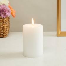 White Frosted Pillar Candle 10cm