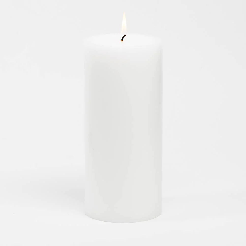 White Frosted Pillar Candle 15cm