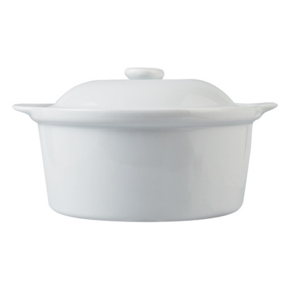 White Round Ceramic Casserole Dish 24cm