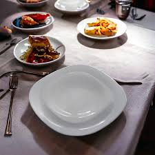 White Square Living Dinner Plate 27cm