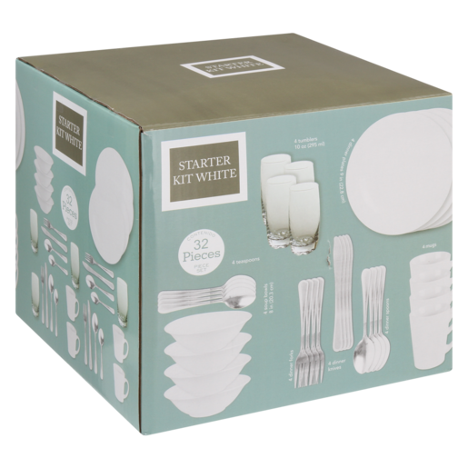 White Starter Kit Dinner Set 32 Piece