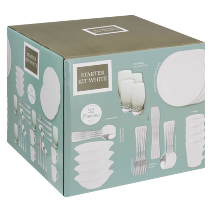 White Starter Kit Dinner Set 32 Piece